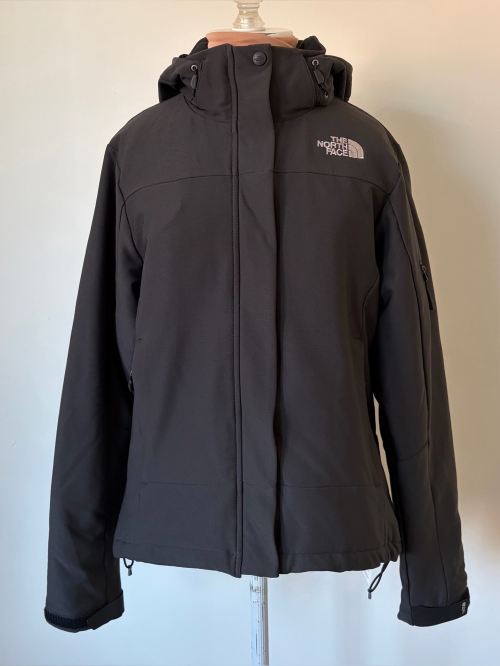 The North Face Insulated Soft-Shell Zip Up Hooded Black Winter Jacket EUC Size M